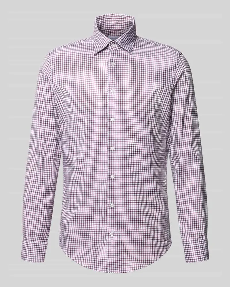 Seidensticker Slim Fit Business-Hemd mit Knopfleiste Bordeaux