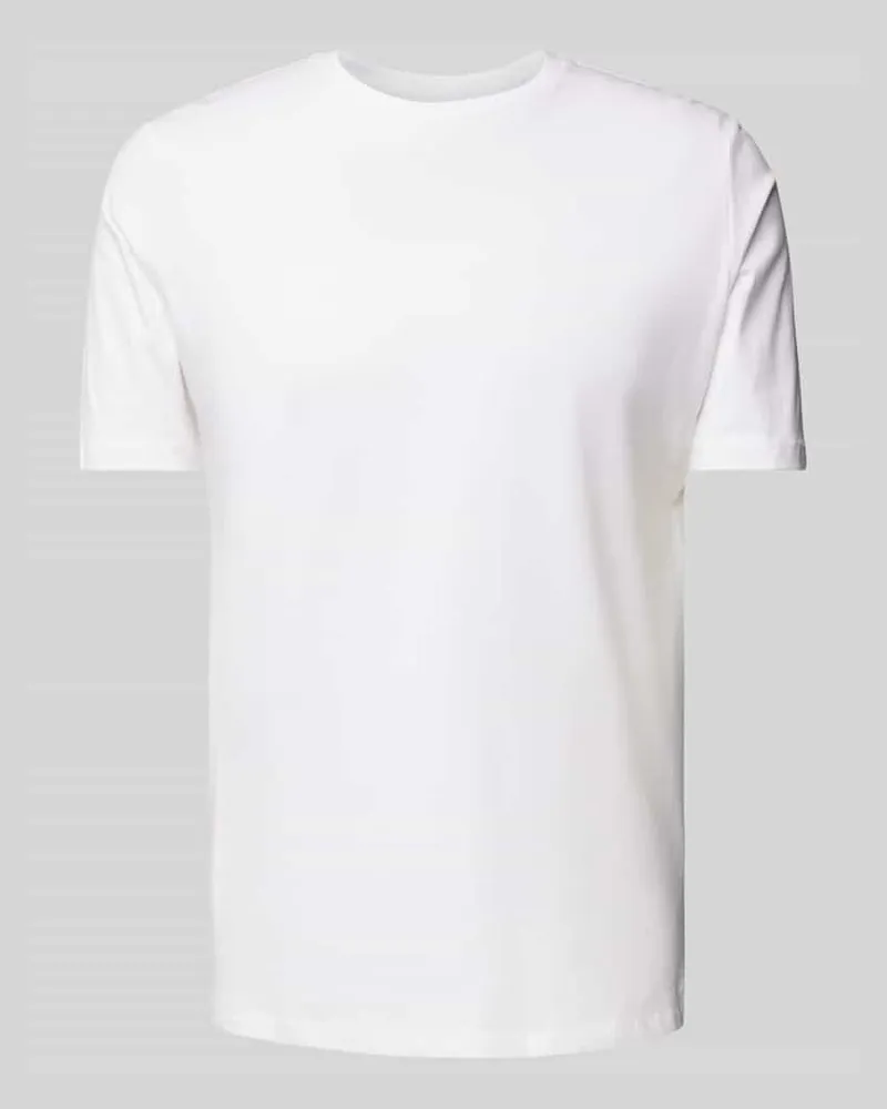 Lindbergh T-Shirt mit geripptem Rundhalsausschnitt 