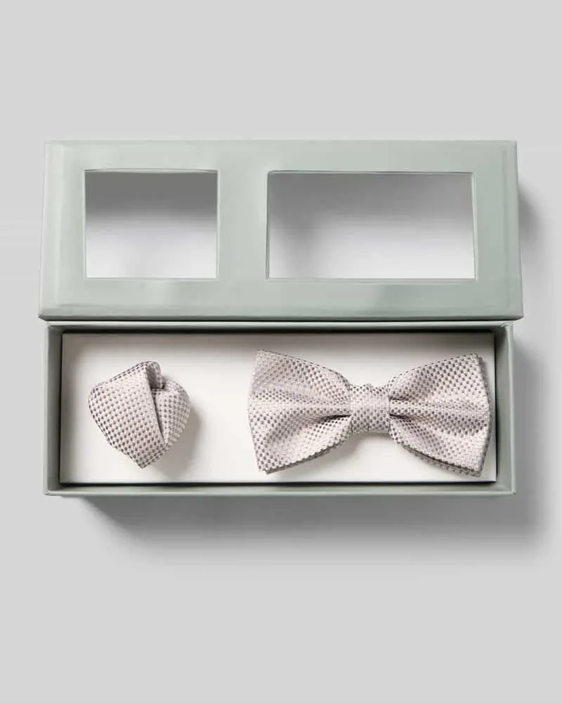 Roy Robson Fliege aus Seide im Set mit Einstecktuch Beige