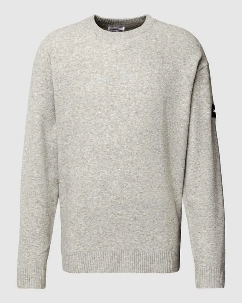 Calvin Klein Strickpullover mit gerippten Abschlüssen Hellgrau