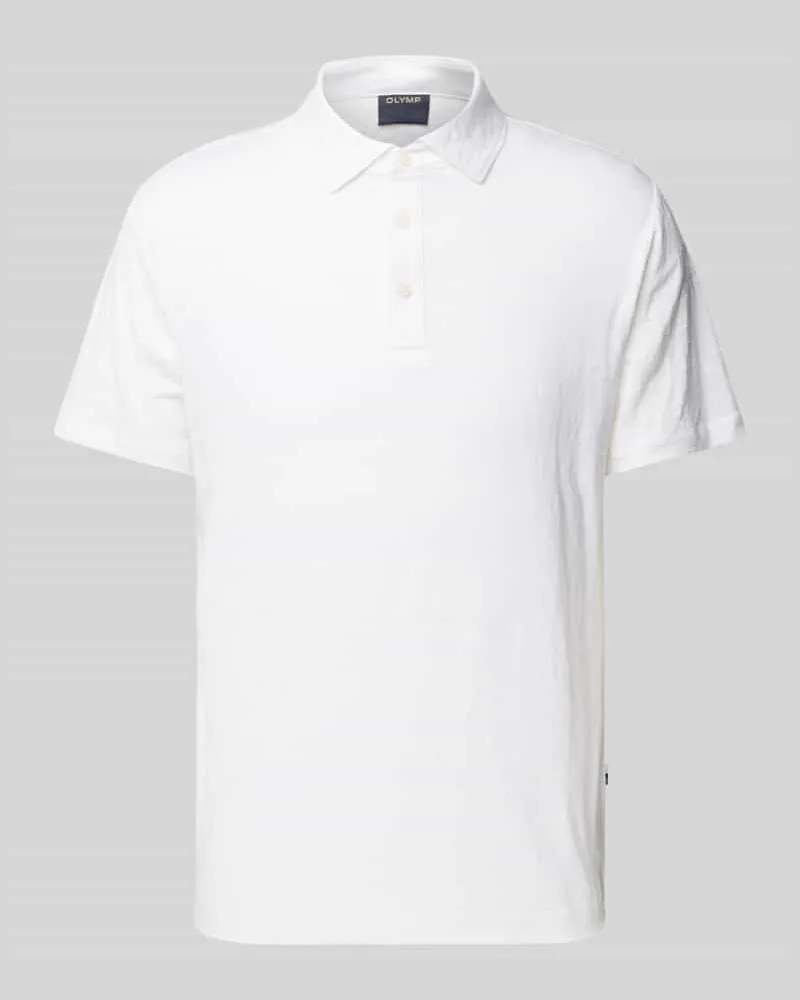 Olymp Slim Fit Poloshirt aus Leinen-Mix Weiss