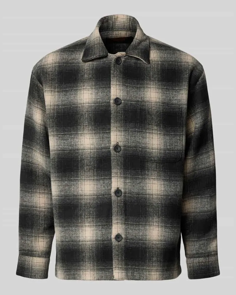 Jack & Jones Regular Fit Hemdjacke mit Brusttasche Modell 'SOHO OLLIE Anthrazit