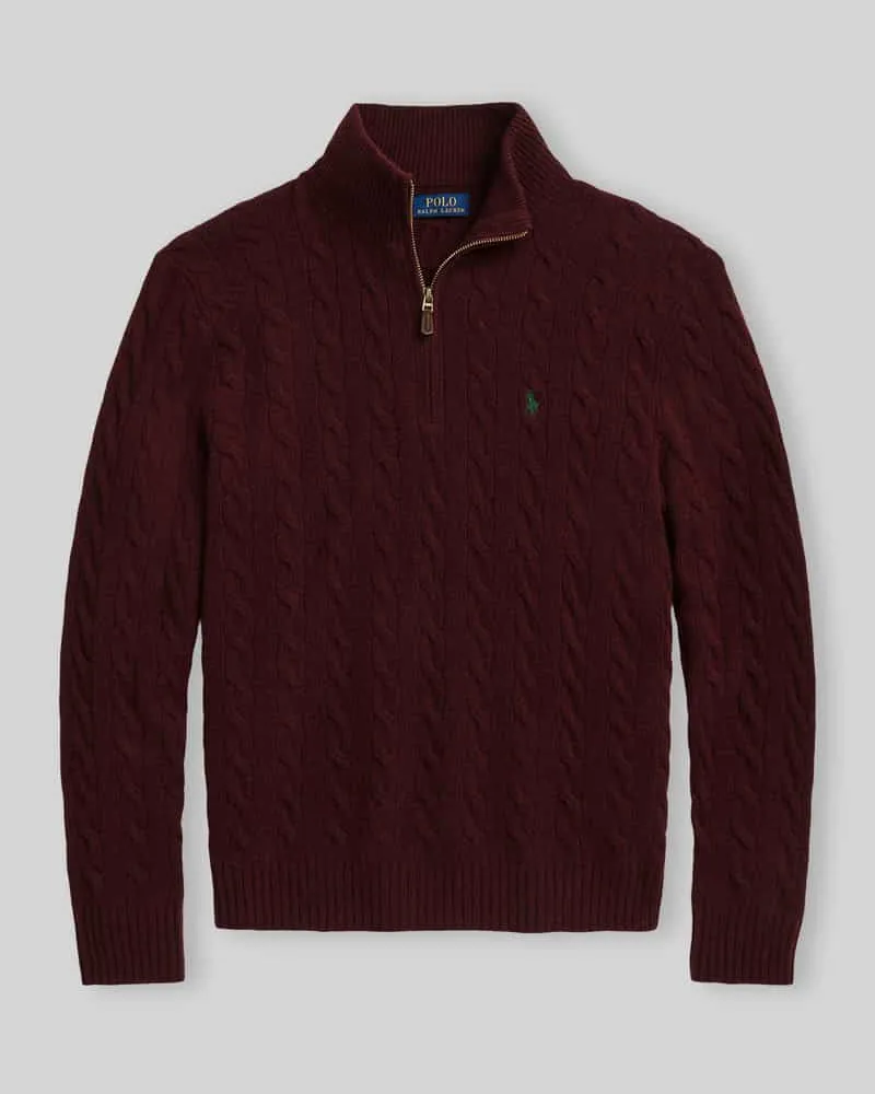 Ralph Lauren Regular Fit Troyer aus Woll-Kaschmir-Mix Bordeaux