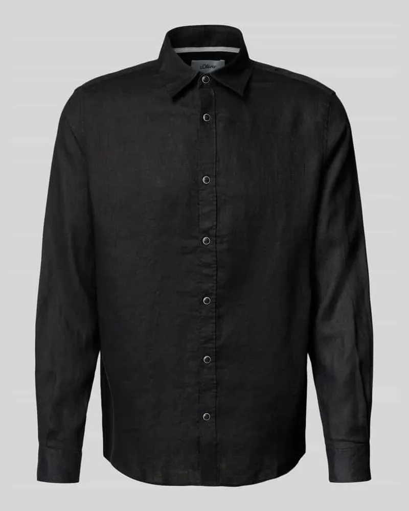 S.Oliver Regular Fit Leinenhemd mit Sportmanschetten 