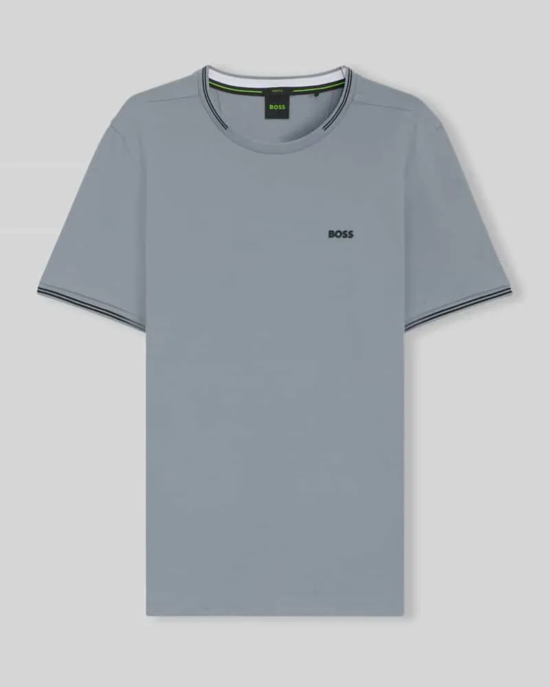 HUGO BOSS Regular Fit T-Shirt aus Baumwoll-Mix Modell 'TAUL Rauchblau