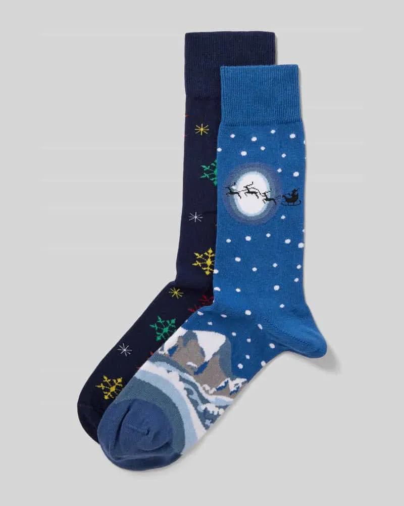 Christian Berg Socken mit Motiv-Stitching im 2er-Pack 