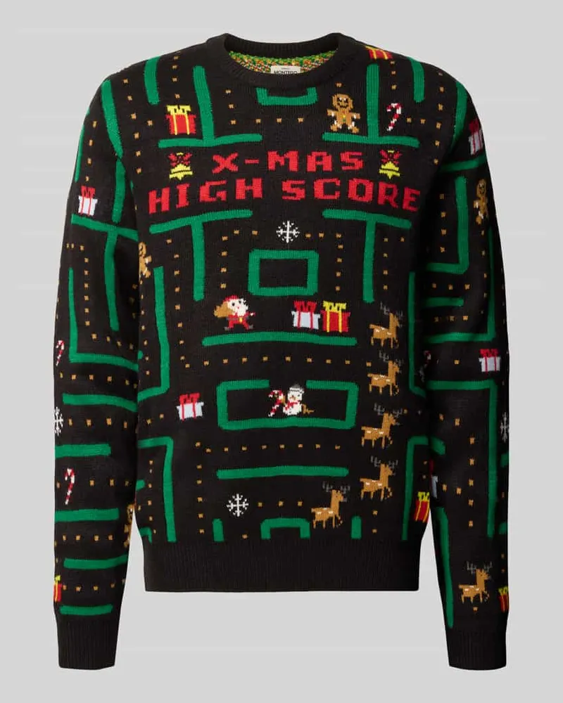 MONTEGO Weihnachtspullover im Allover-Look Black
