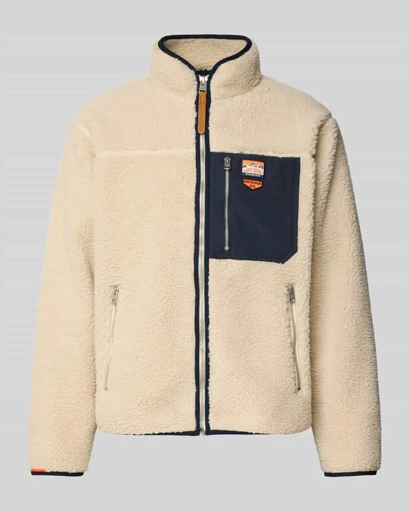 Superdry. Fleecejacke mit Stehkragen und Reißverschlusstaschen 