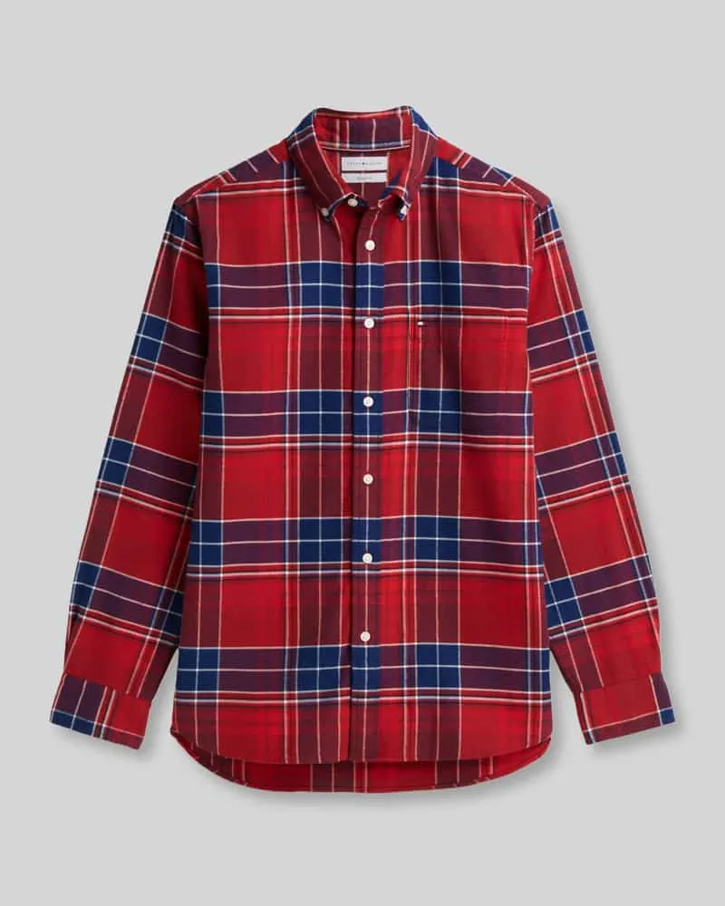 Tommy Hilfiger Regular Fit Freizeithemd aus reiner Baumwolle Rot