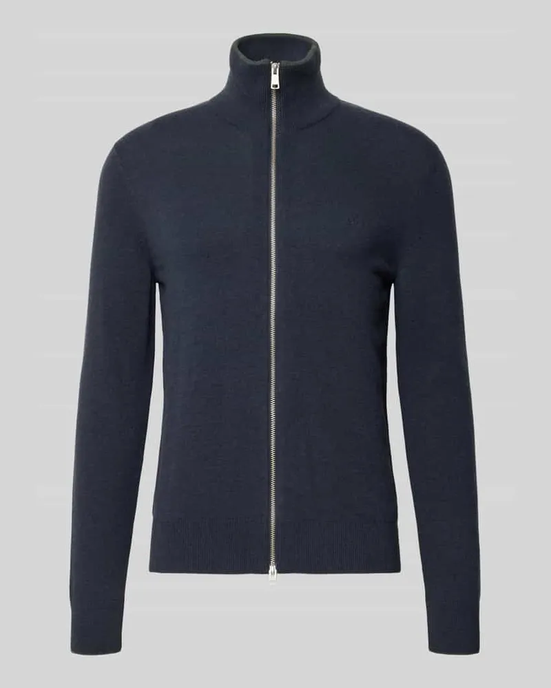 Marc O'Polo Regular Fit Strickjacke aus Baumwoll-Mix mit Schurwoll-Anteil Marine