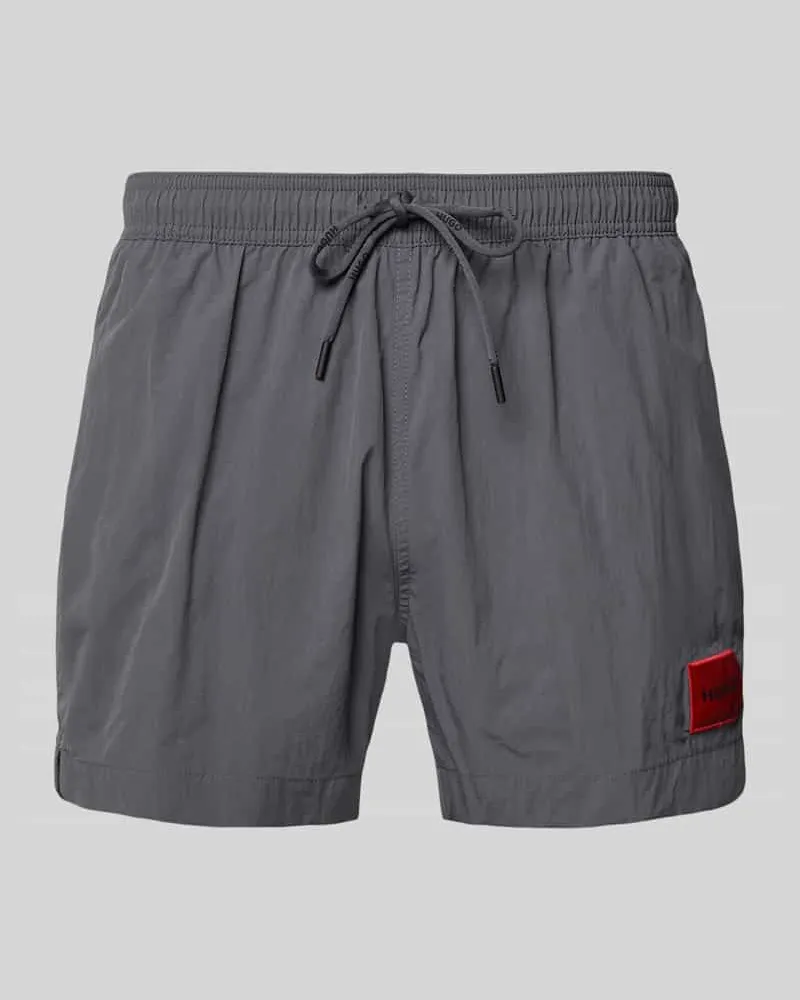 HUGO BOSS Badeshorts mit Label Patch Modell 'DOMINICA Anthrazit