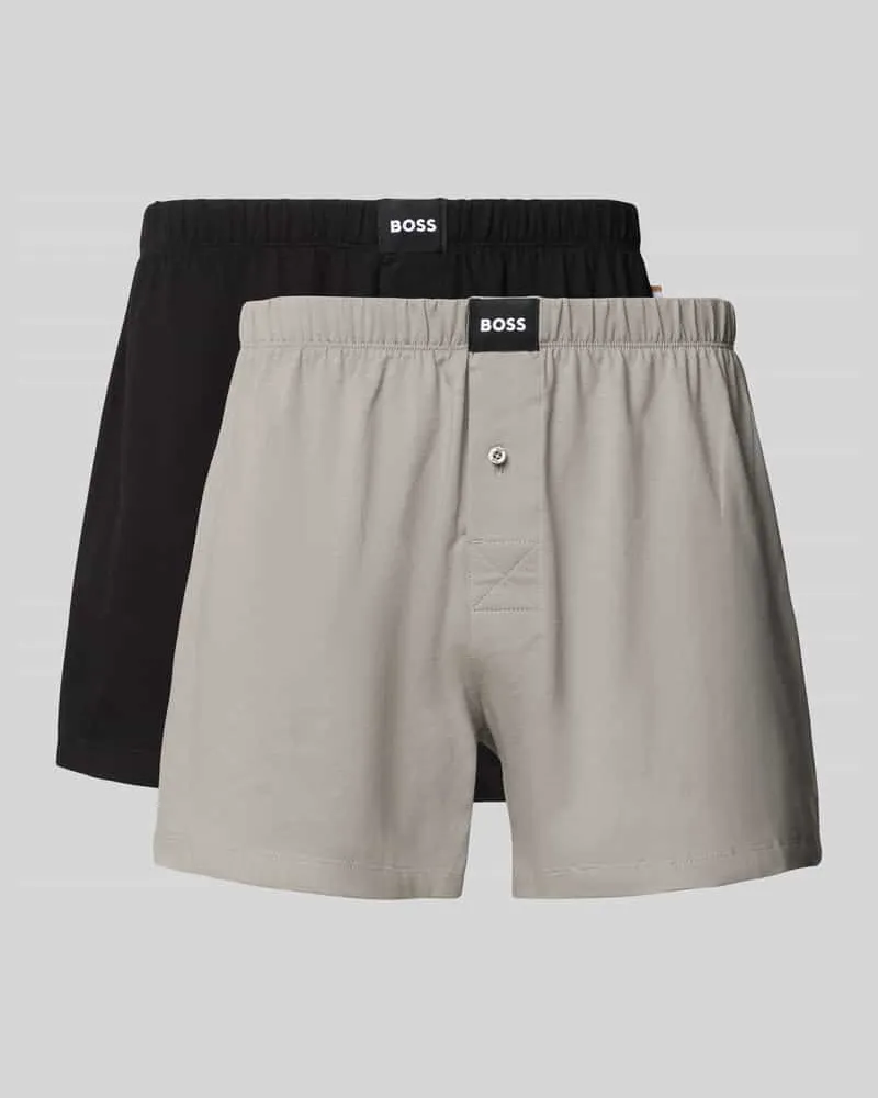HUGO BOSS Regular Fit Boxershorts aus Baumwoll-Mix Modell '2P JERSEY BOXER Hellgrau