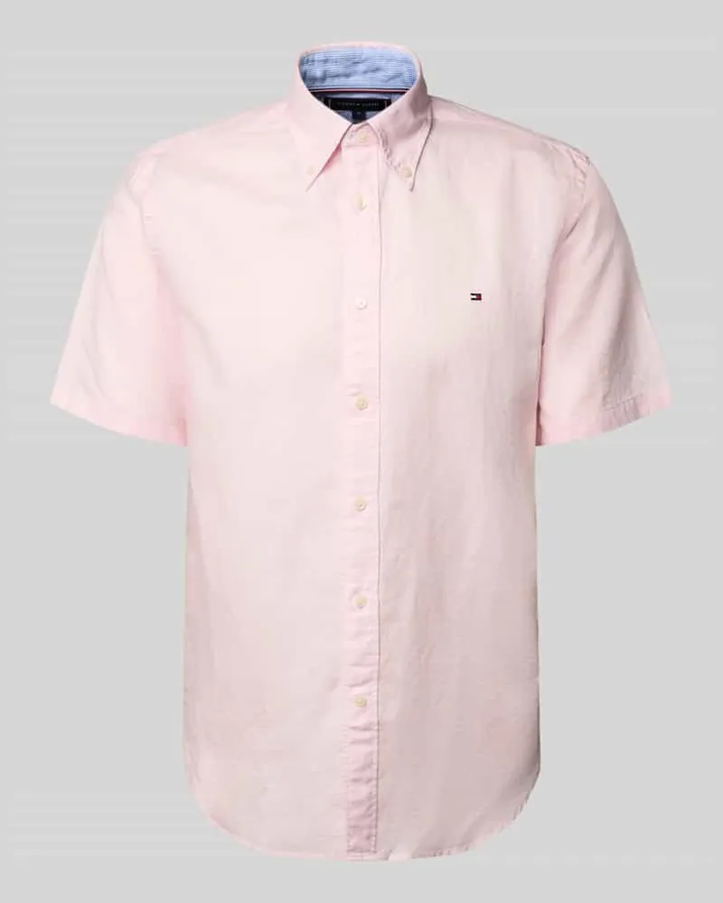 Tommy Hilfiger Regular Fit Freizeithemd aus Baumwoll-Leinen-Mix 