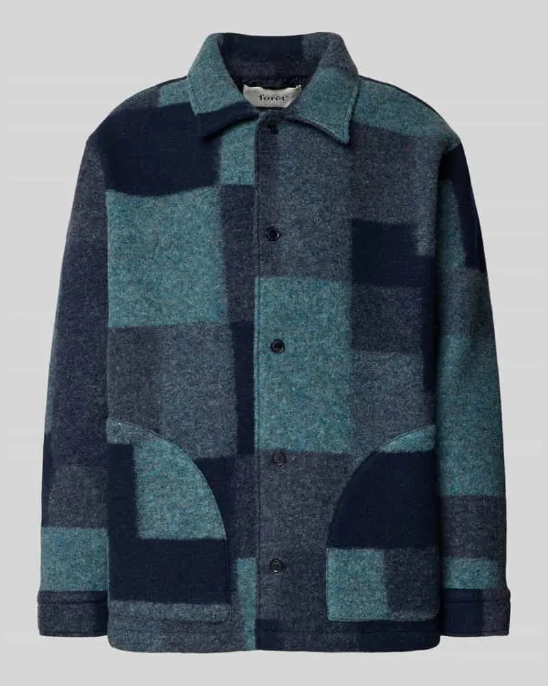 forét Jacke aus Wolle mit Umlegekragen Blau
