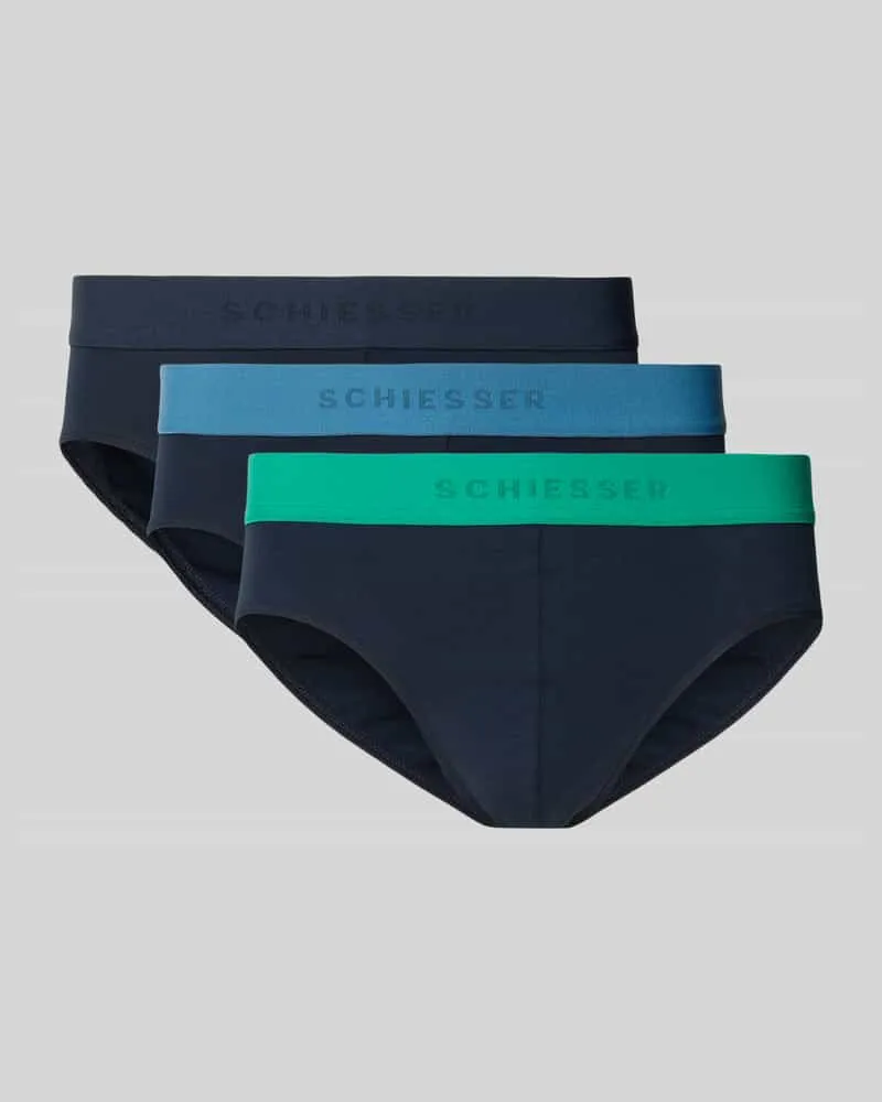 Schiesser Slim Fit Slip aus Baumwoll-Mix im 3er-Pack Modell 'Rio Marine