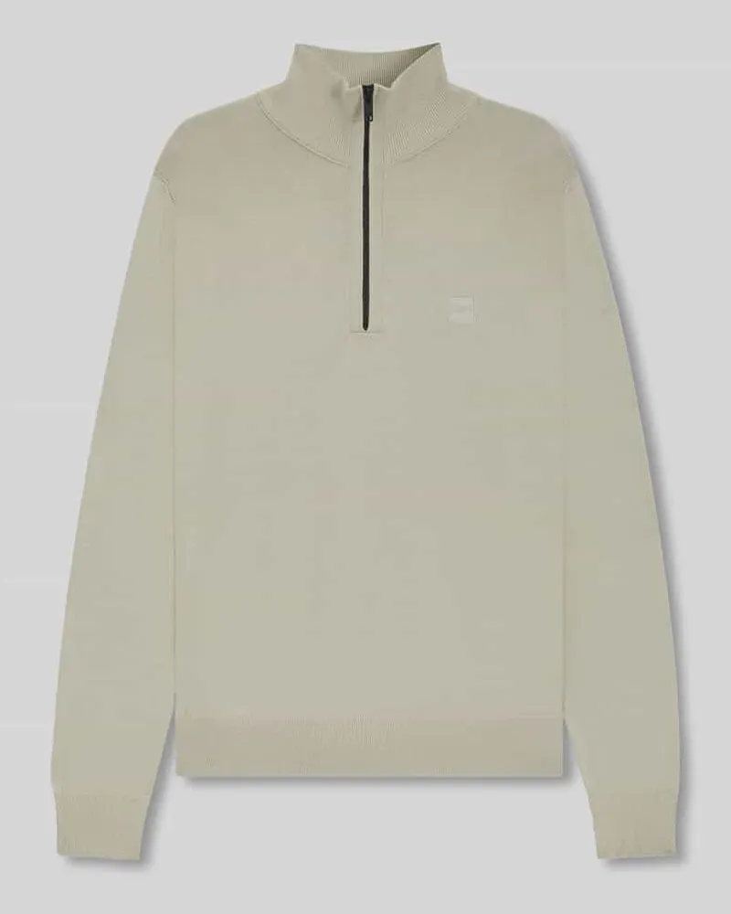 HUGO BOSS Regular Fit Troyer aus Baumwoll-Kaschmir-Mix Modell 'KANOBIX_S Sand