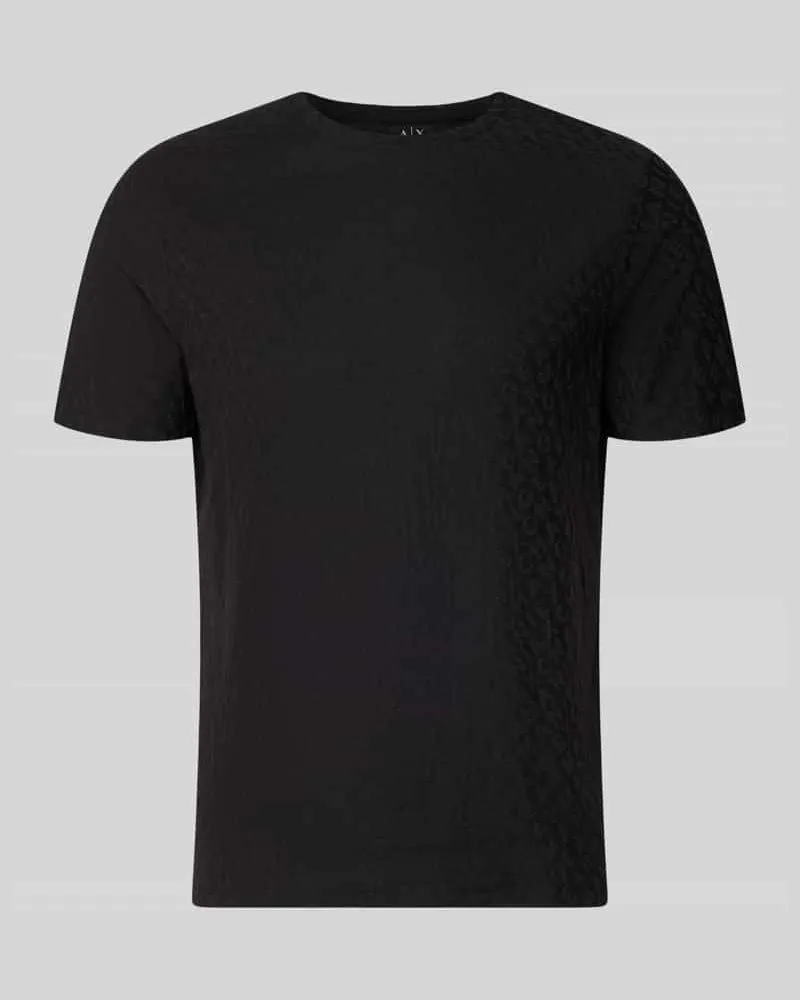Armani Exchange T-Shirt mit Logo-Muster und Rundhalsausschnitt Black
