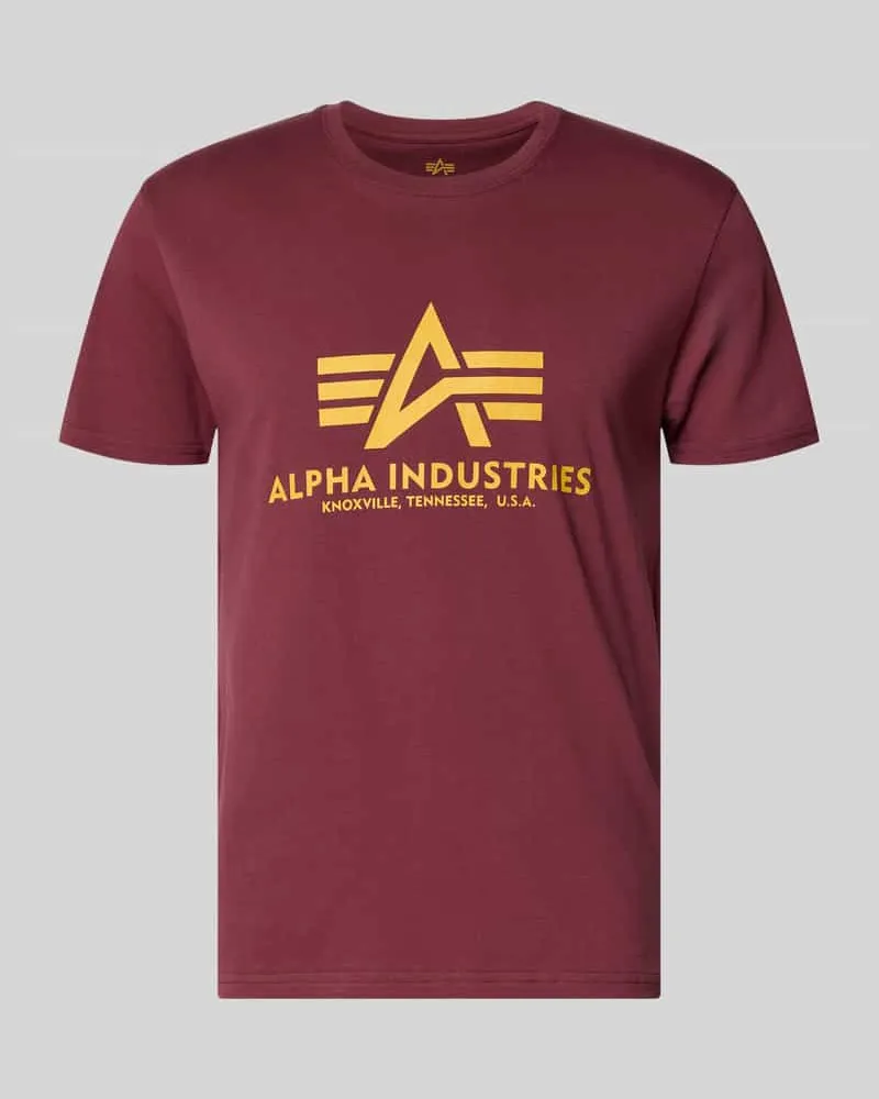 Alpha Industries T-Shirt mit Logo und Rundhalsausschnitt Dunkelrot