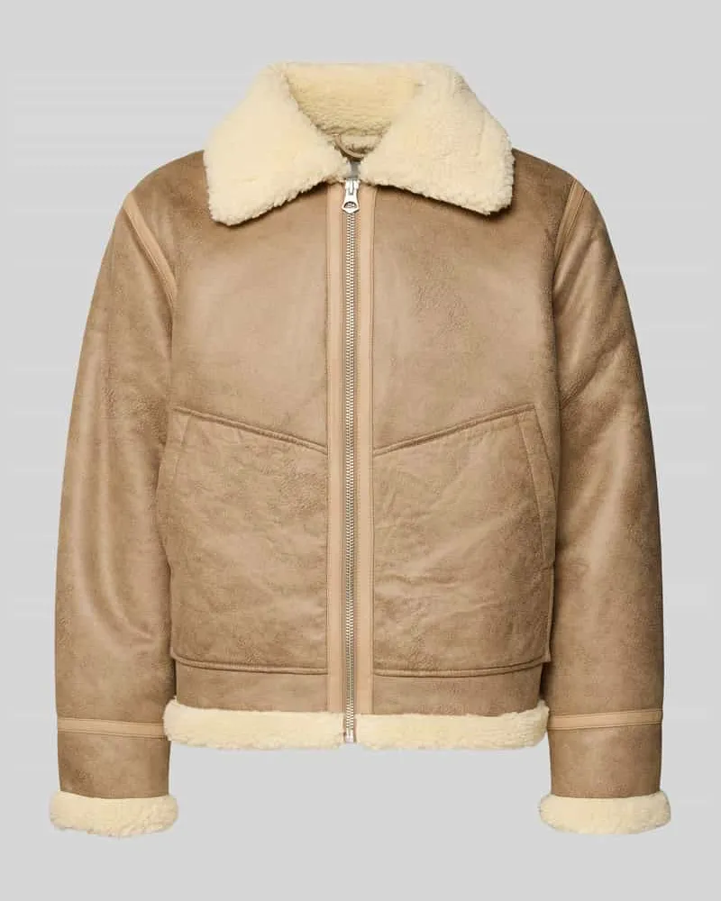 Jack & Jones Jacke in Leder-Optik Modell 'LIVERPOOL AVIATOR Taupe