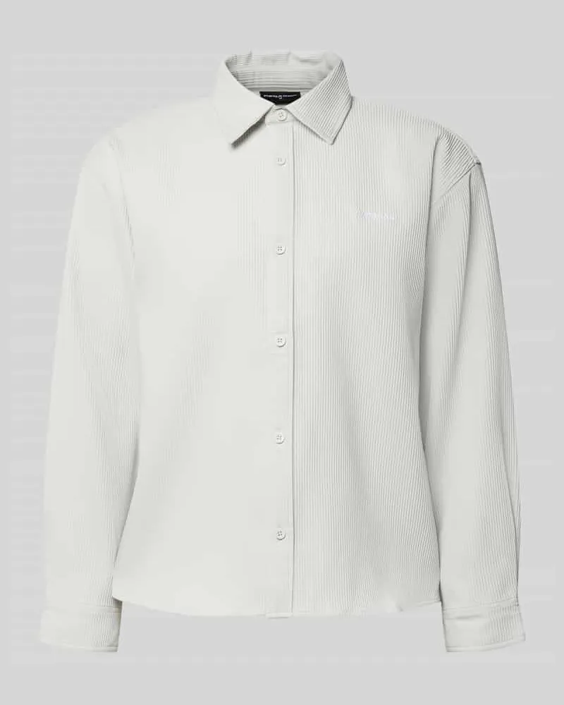 PEGADOR Regular Fit Freizeithemd mit Kentkragen und Label-Stitching Hellgrau