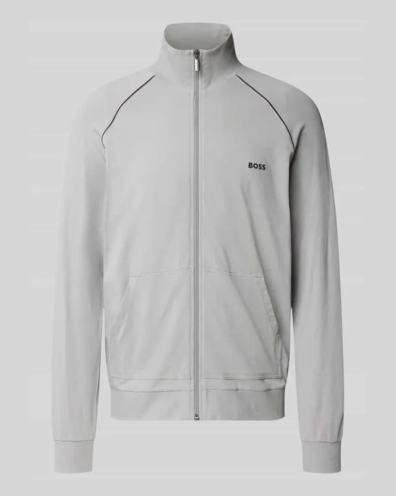 HUGO BOSS Regular Fit Trainingsjacke mit Stehkragen Stein