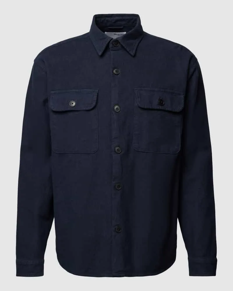 Selected Homme Freizeithemd mit Pattentaschen Dunkelblau