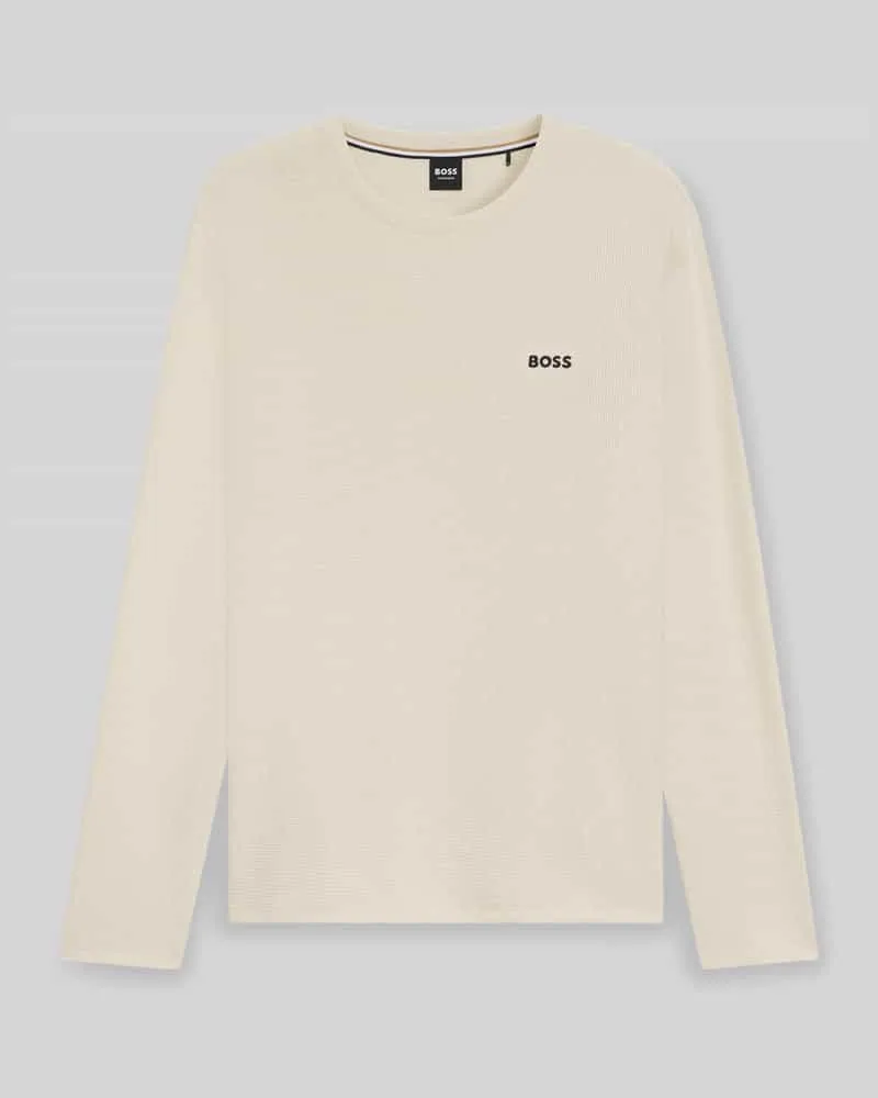 HUGO BOSS Regular Fit Langarmshirt aus Baumwoll-Mix Offwhite