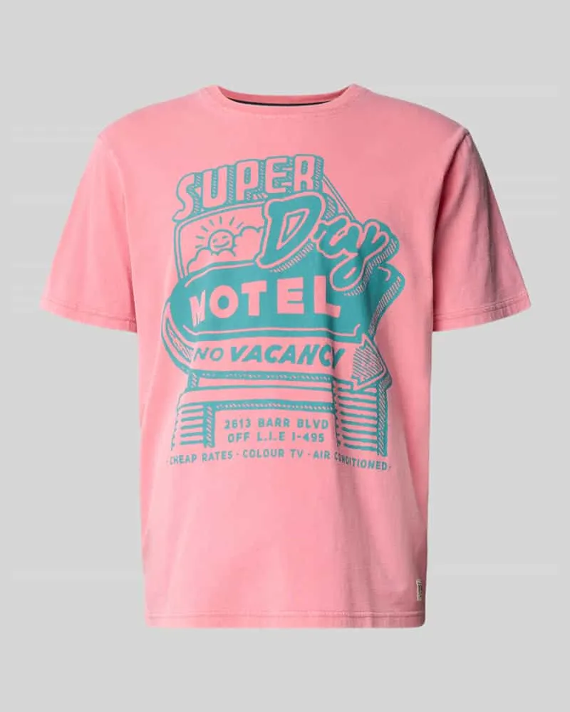 Superdry. Loose Fit T-Shirt mit Label-Print Modell 'Roadside Trade Pink