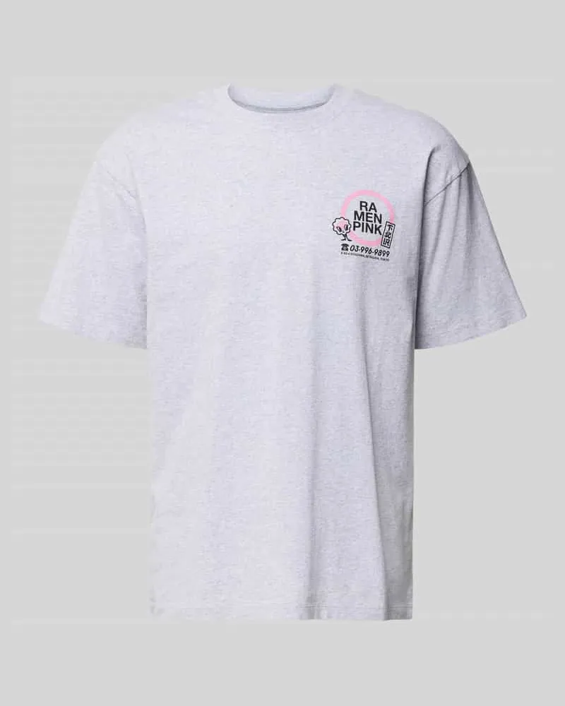 Edwin Jeans T-Shirt aus Baumwolle Modell 'RAMEN PINK Hellgrau