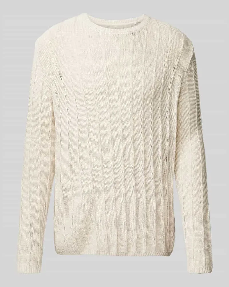 GABBA Regular Fit Strickpullover aus Baumwoll-Leinen-Mix Modell 'Leo Real Ecru