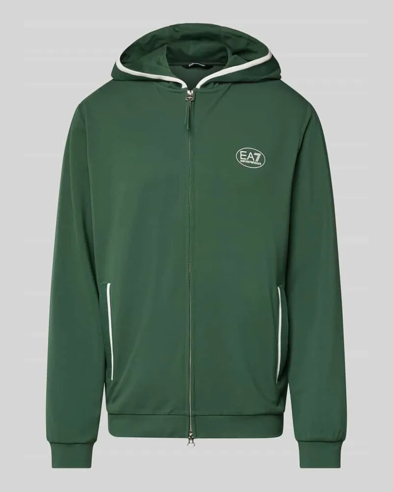 EA7 Sweatjacke mit Logo und Zweiwege-Reißverschluss Gruen