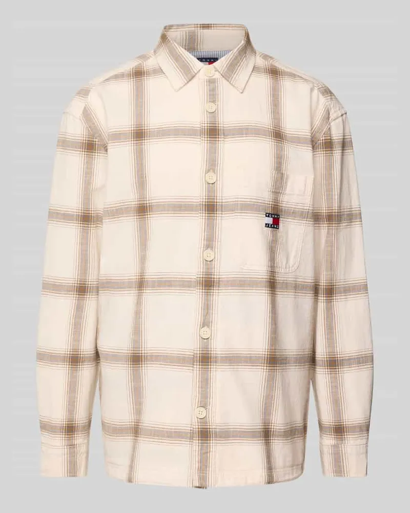 Tommy Hilfiger Boxy Fit Freizeithemd mit Karomuster Offwhite