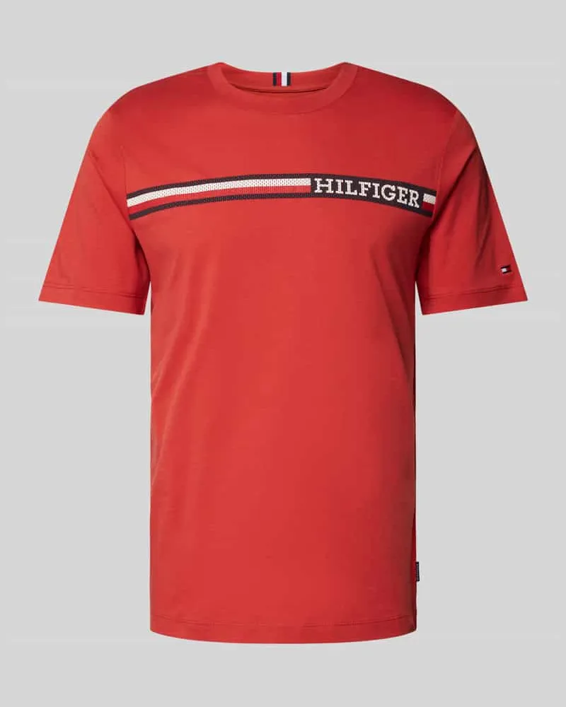 Tommy Hilfiger T-Shirt mit Label-Print Rostrot