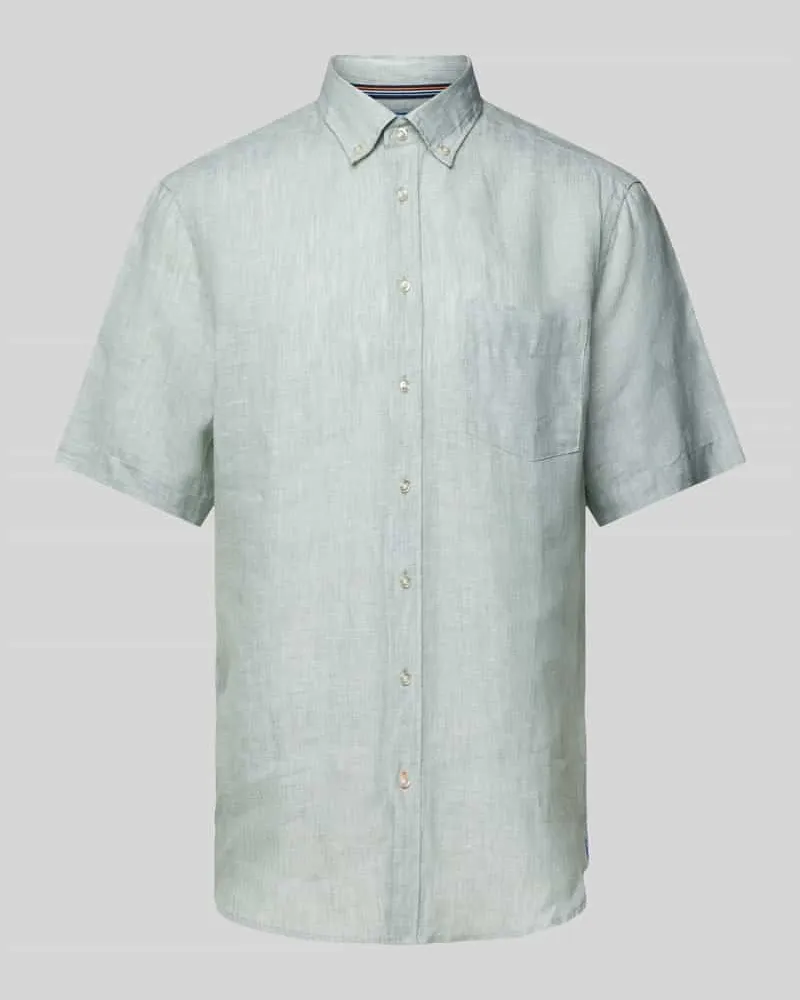 Christian Berg Regular Fit Freizeithemd aus reinem Leinen Oliv