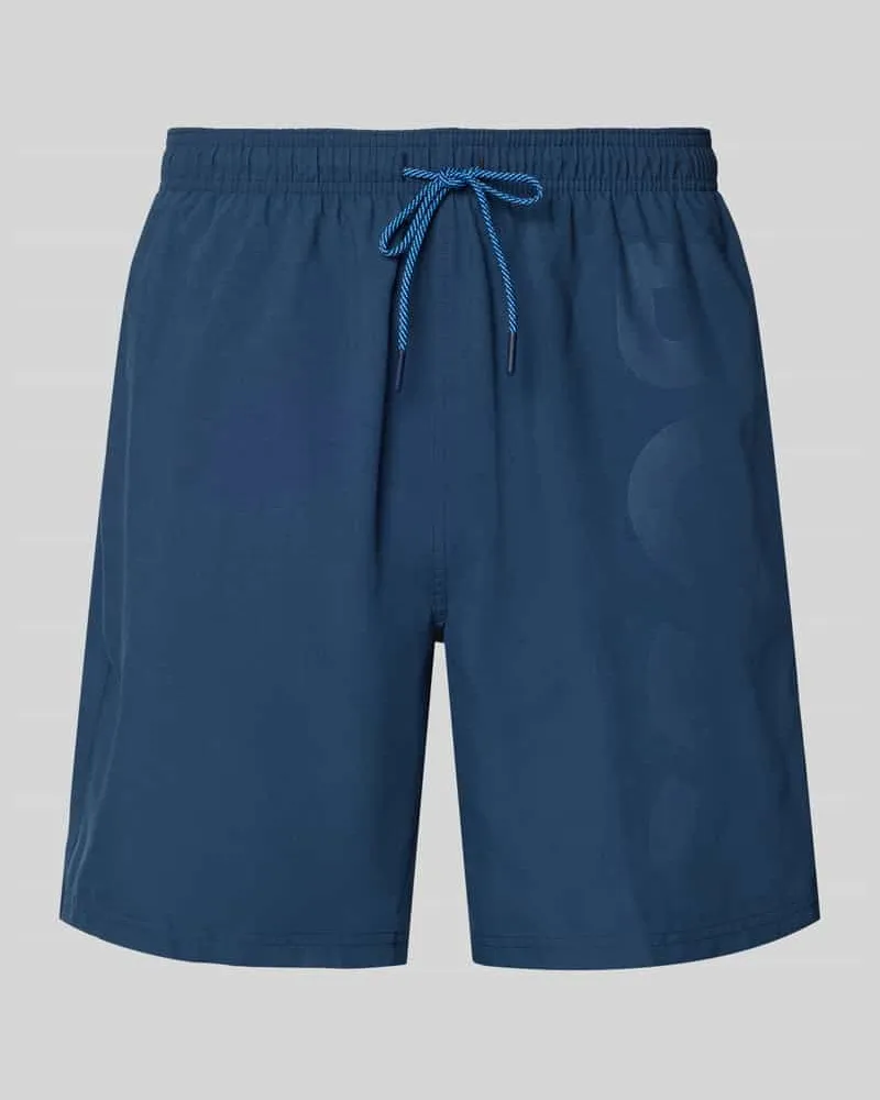 HUGO BOSS Badeshorts mit Label-Schriftzug Modell 'ORCA Dunkelblau