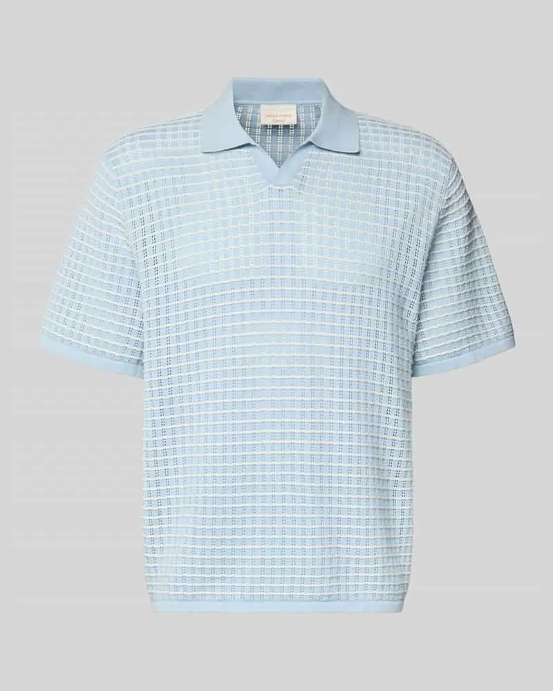 Jack & Jones Regular Fit Poloshirt mit V-Ausschnitt Hellblau