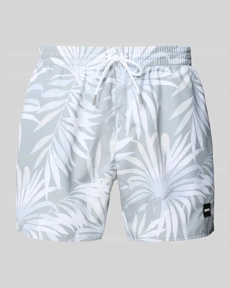 HUGO BOSS Badehose mit Allover-Muster Modell 'PIRANHA Mittelgrau