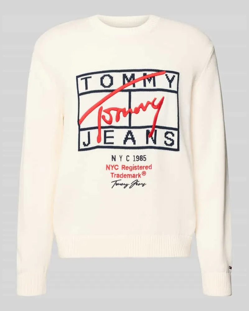 Tommy Hilfiger Regular Fit Strickpullover aus reiner Baumwolle Offwhite