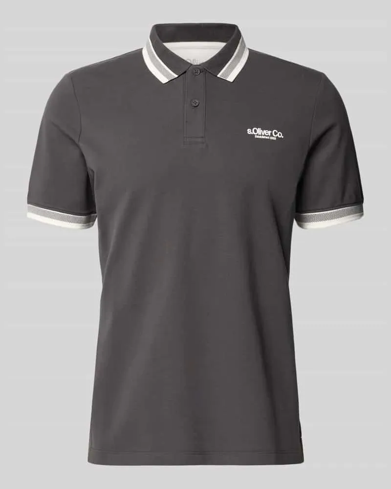 S.Oliver Regular Fit Poloshirt aus Baumwoll-Mix Anthrazit
