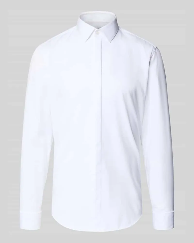 JAKE*S Slim Fit Businesshemd aus Baumwolle Weiss