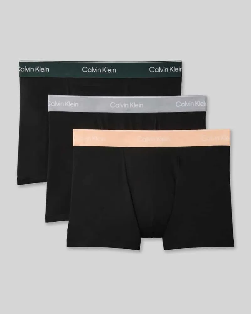 Calvin Klein Regular Fit Trunks aus Baumwoll-Mix im 3er-Pack Black