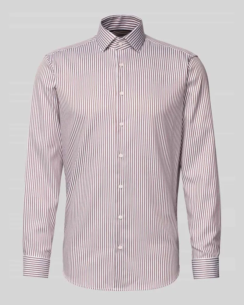 Christian Berg Regular Fit Business-Hemd mit Haifischkragen Mittelbraun