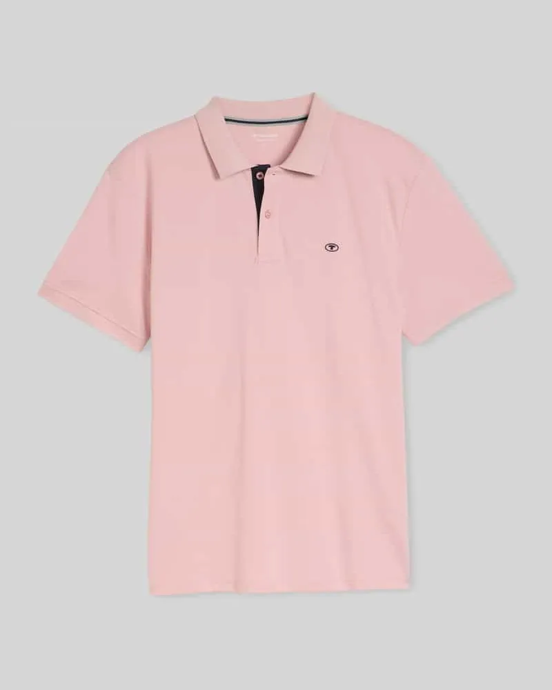 Tom Tailor Regular Fit Poloshirt aus reiner Baumwolle mit Logo-Stitching Pink