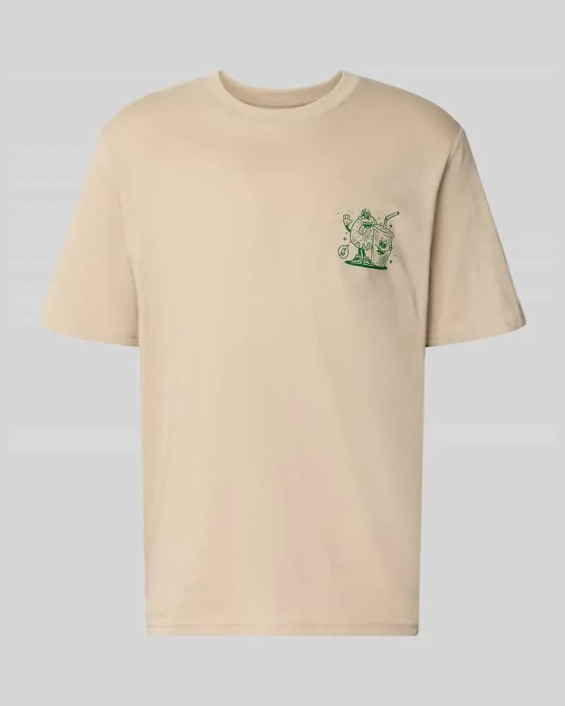 Jack & Jones Regular Fit T-Shirt aus reiner Baumwolle Modell 'BREWY Ecru