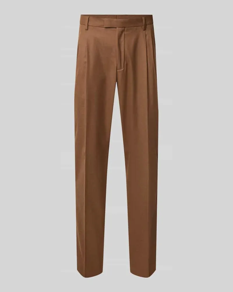 McNeal Slim Fit Hose in Flanell-Optik Mittelbraun