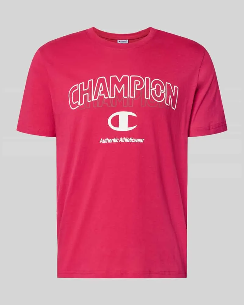 Champion T-Shirt mit Label-Print und Rundhalsausschnitt Rot