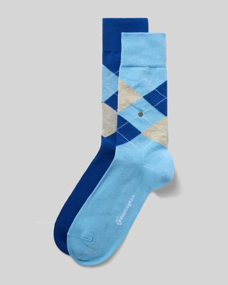 Burlington Socken mit Label-Applikation Modell 'Everyday' im 2er-Pack Blau