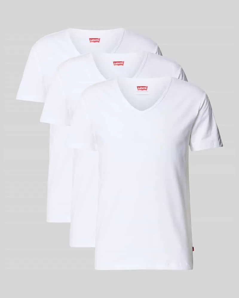 Levi's Regular Fit T-Shirt aus reiner Baumwolle im 3er-Pack Modell 'SOLID Weiss