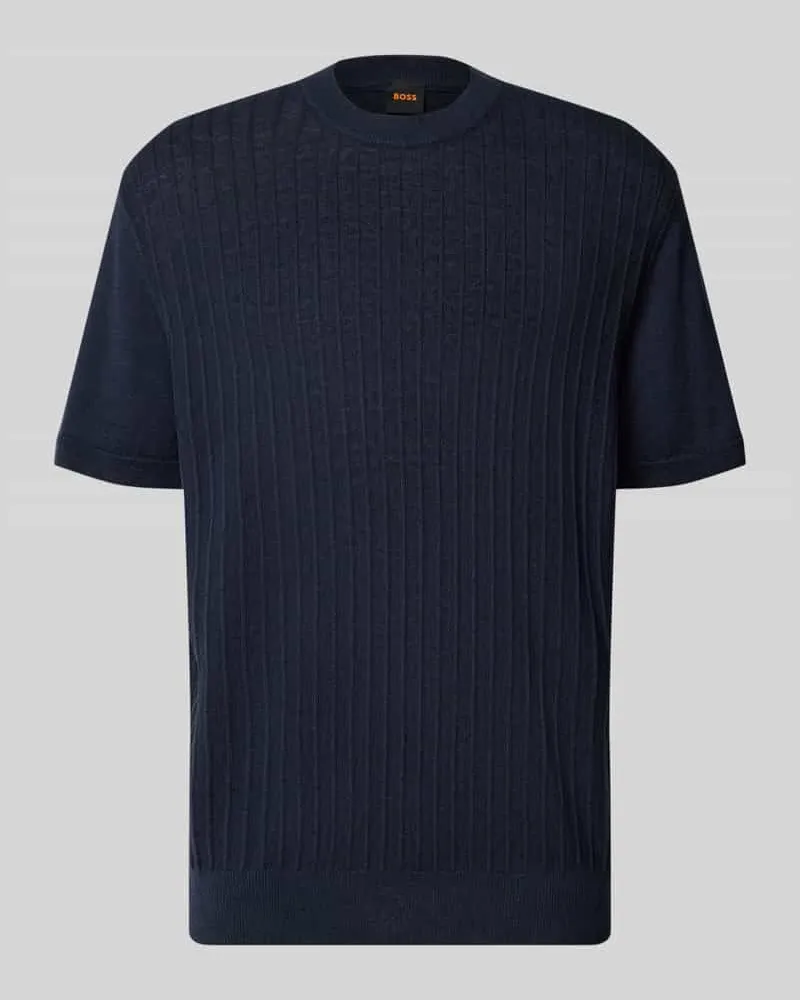 HUGO BOSS Regular Fit T-Shirt aus Leinen-Baumwoll-Mix Modell 'KAJORDINO Marine