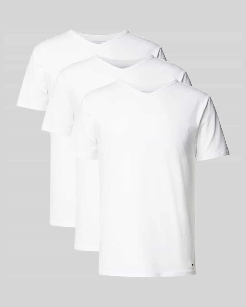 Tommy Hilfiger T-Shirt mit abgerundetem V-Ausschnitt im 3er-Pack Weiss
